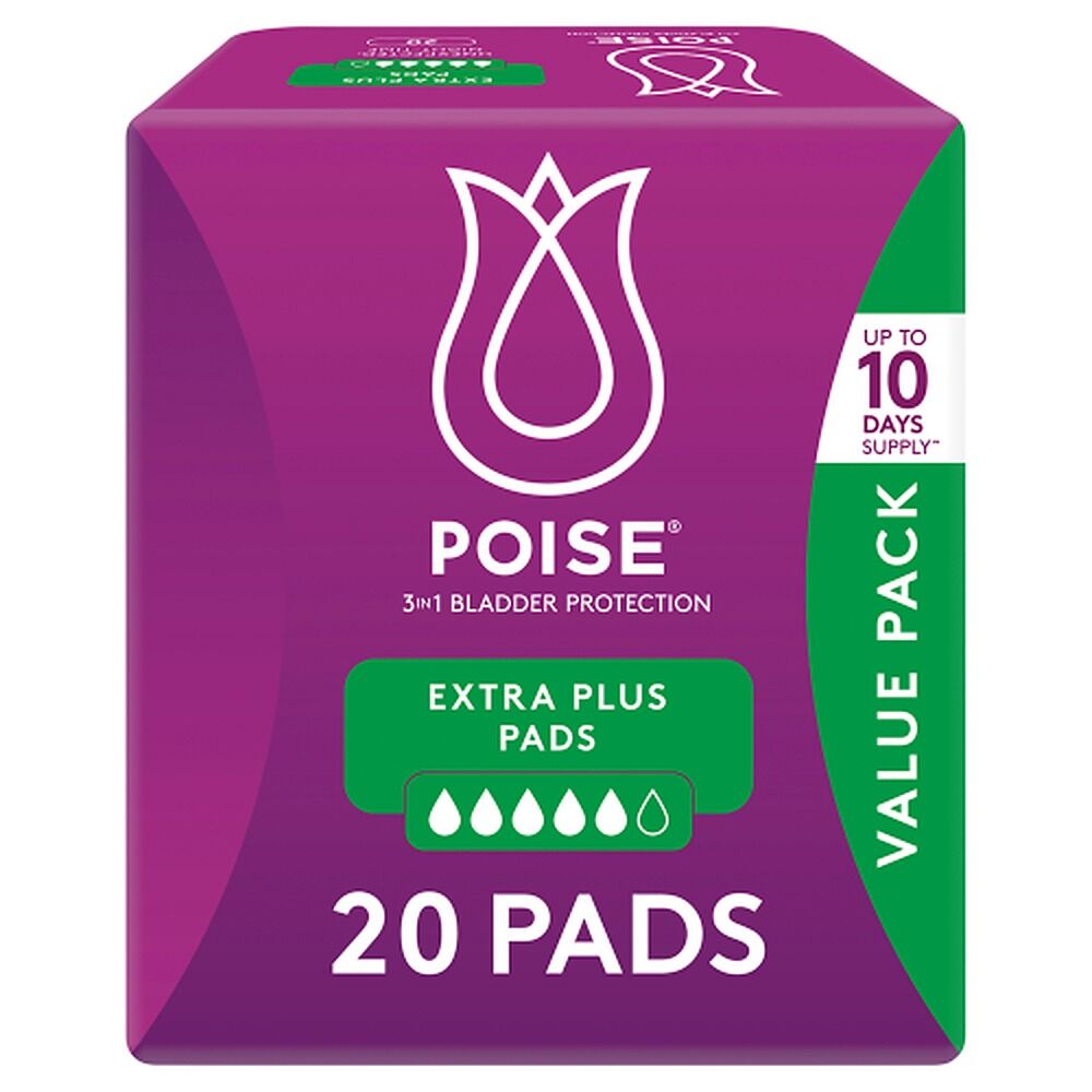 Poise Extra Plus Pads 20 Pack x 3