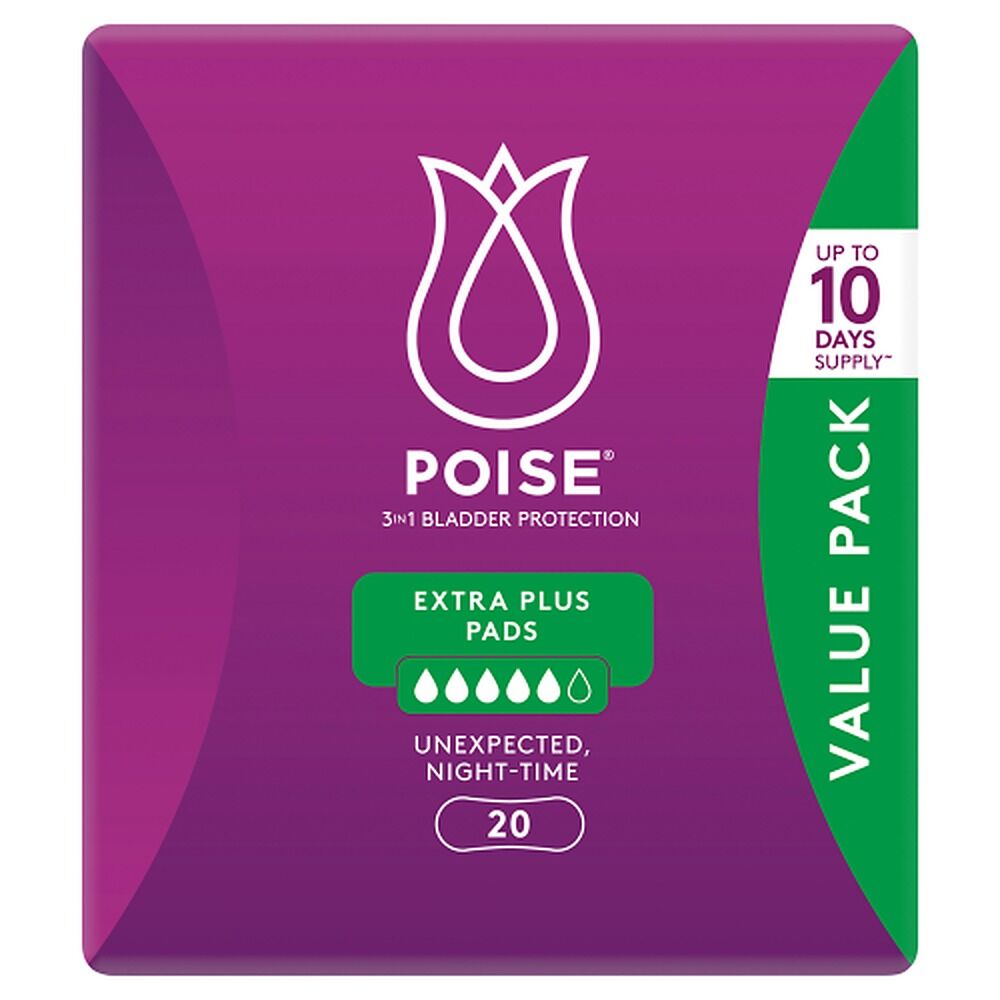 Poise Extra Plus Pads 20 Pack x 3