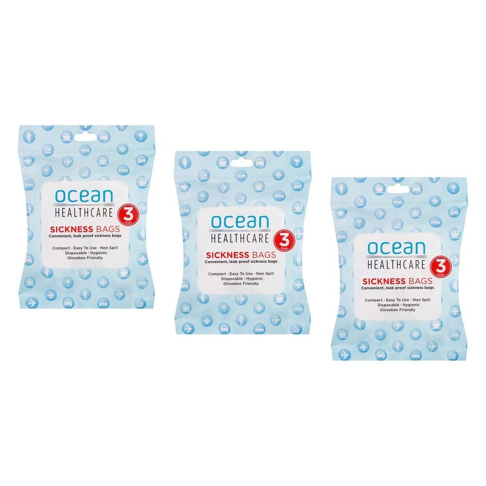 Ocean Healthcare Sickness Bags 3 Pack Bundle of 3