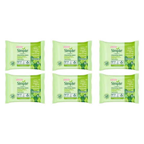 Simple Biodegradable Cleansing Wipes 15 x 7 Pack Bundle of 6