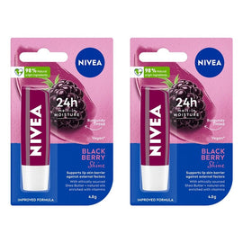 NIVEA 24h Melt-In Moisture Blackberry Shine Lip Balm 4.8g Pack of 2