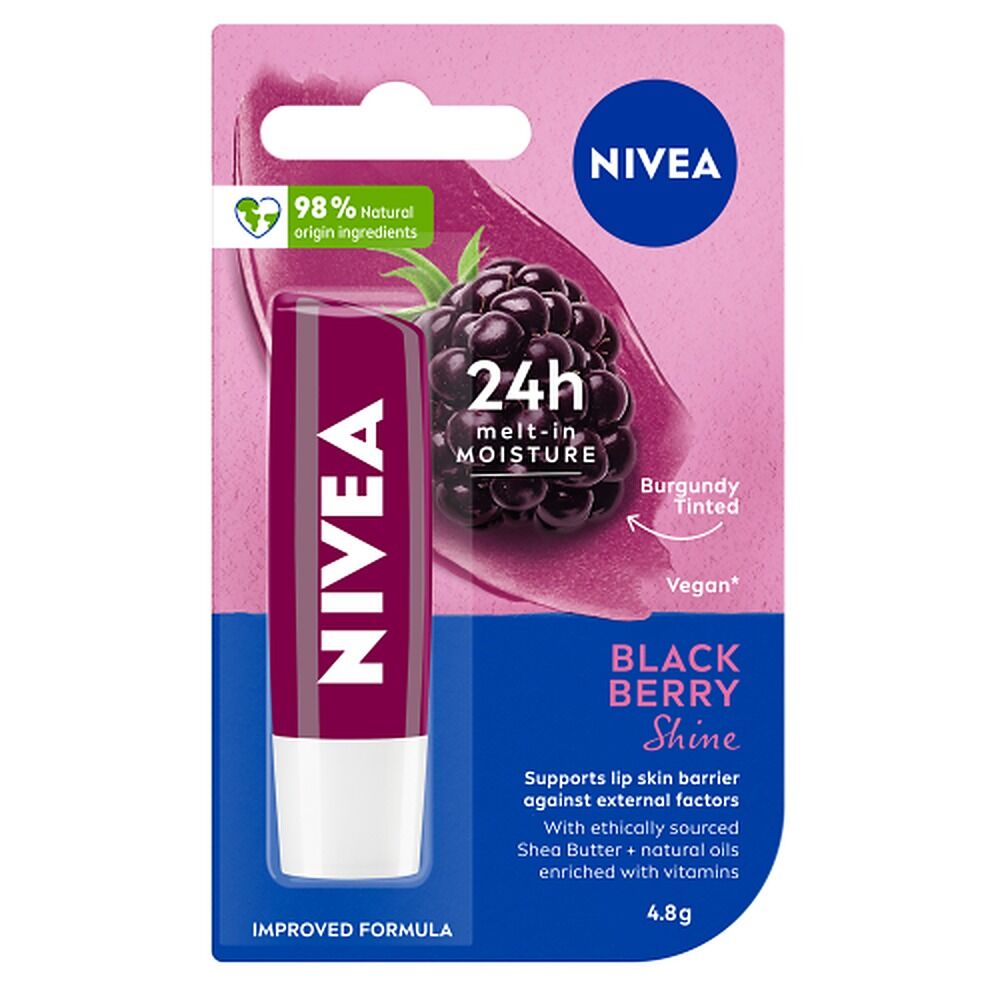 NIVEA 24h Melt-In Moisture Blackberry Shine Lip Balm 4.8g