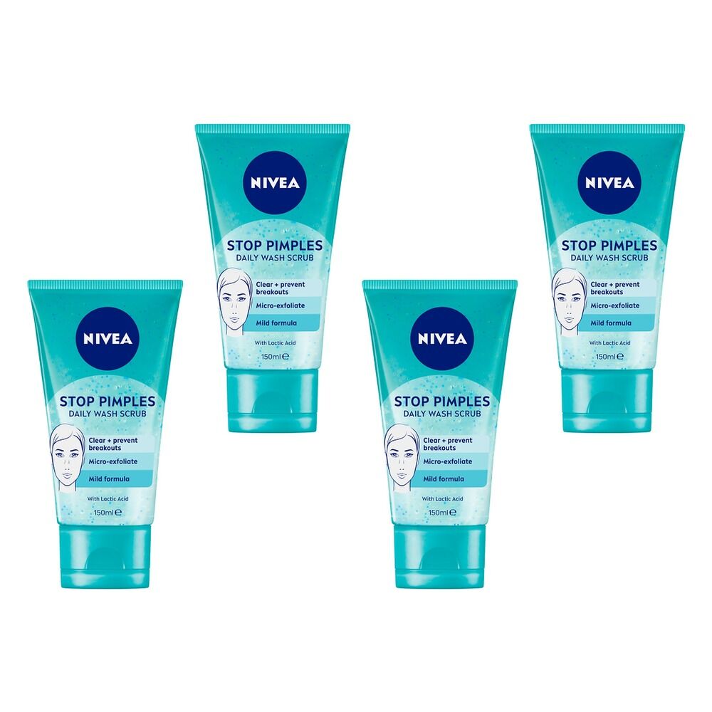 NIVEA Stop Pimples Daily Wash Scrub 150mL Pack of 4