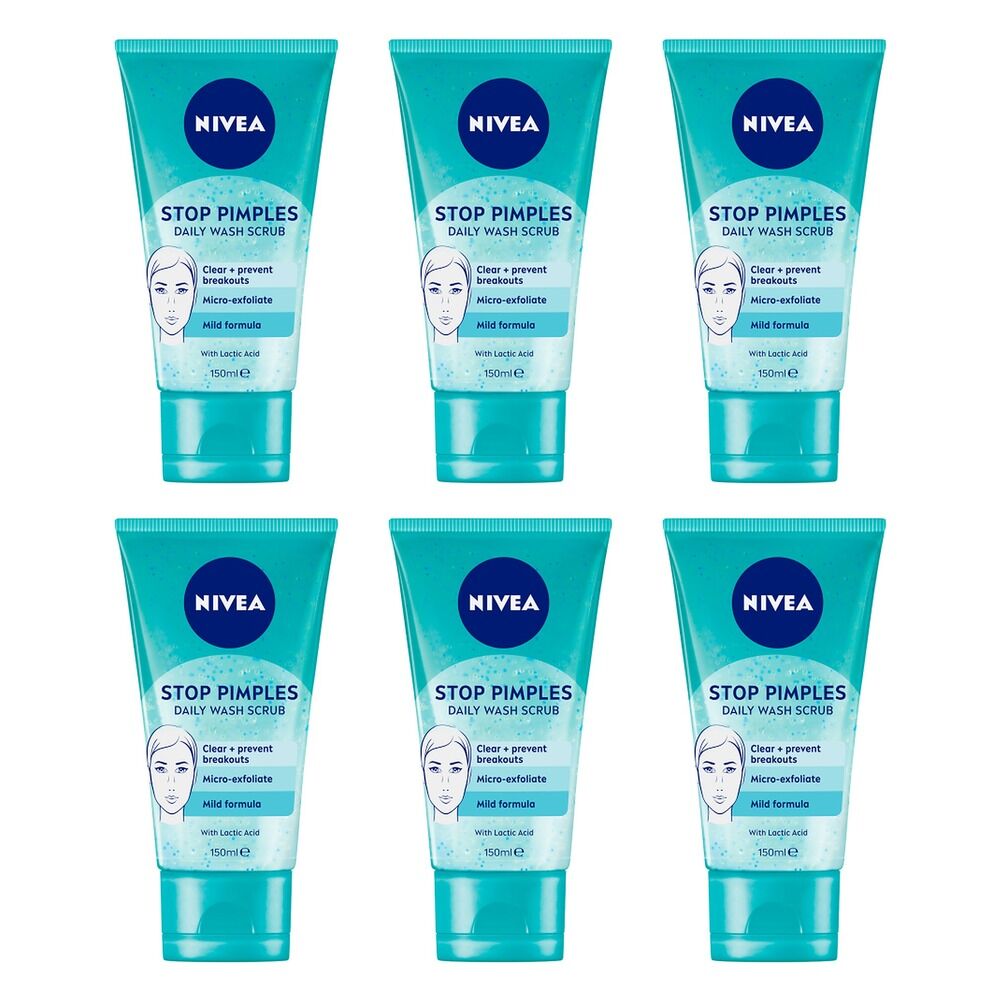 NIVEA Stop Pimples Daily Wash Scrub 150mL Pack of 6