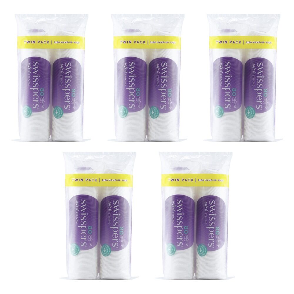 Swisspers Make-Up Pads Twin Pack 160 Pack Bundle of 5