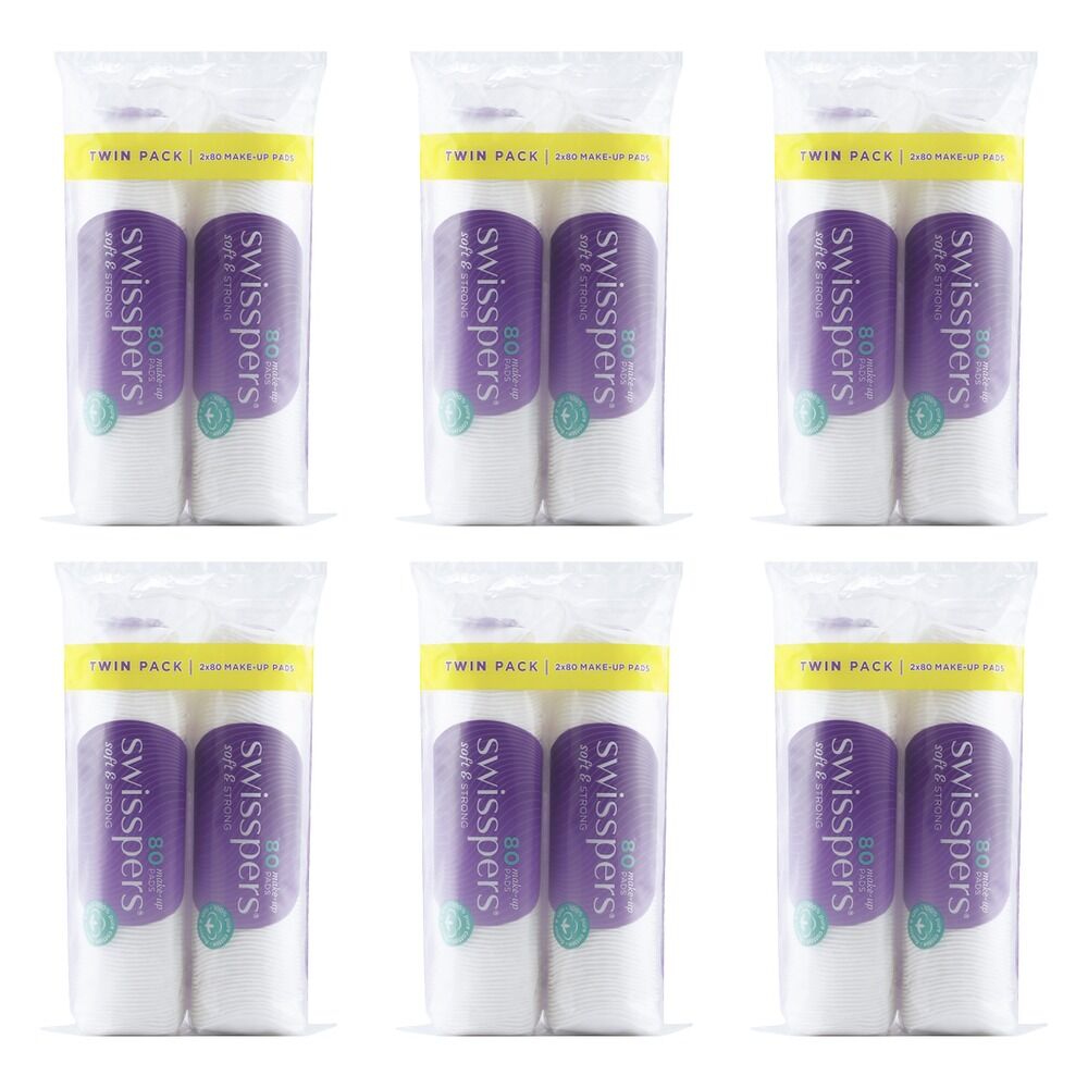 Swisspers Make-Up Pads Twin Pack 160 Pack Bundle of 6