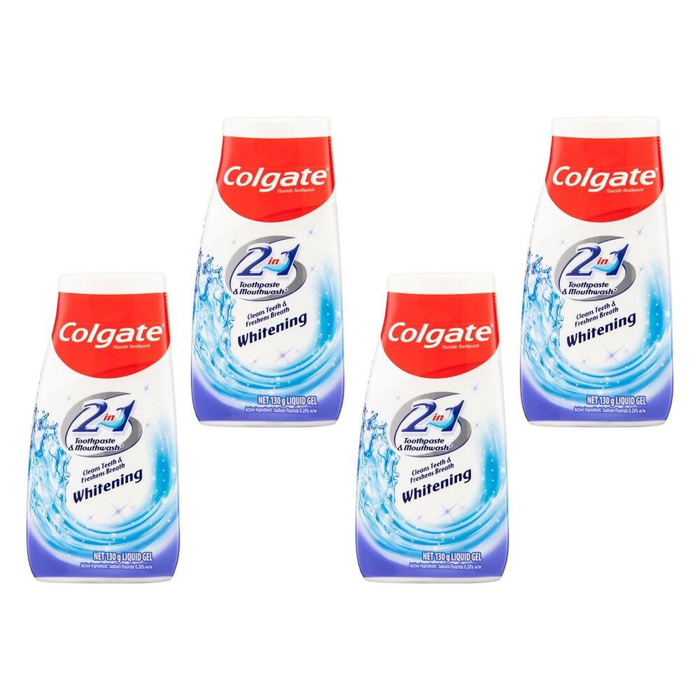 Colgate 2 in 1 Toothpaste & Mouthwash Whitening 130g Pack of 4