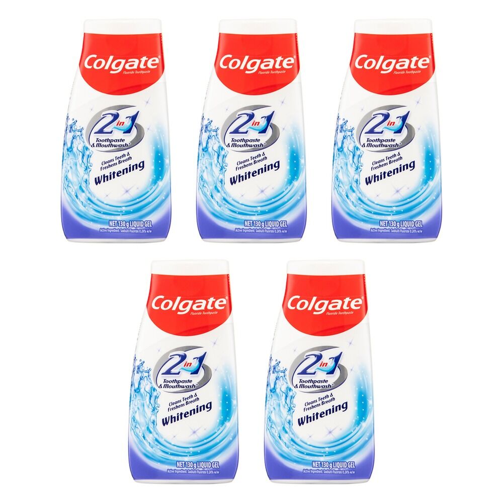 Colgate 2 in 1 Toothpaste & Mouthwash Whitening 130g Pack of 5