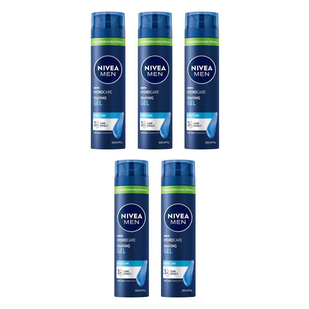 NIVEA Men Protect & Care Moisturising Shaving Gel 200mL Pack of 5