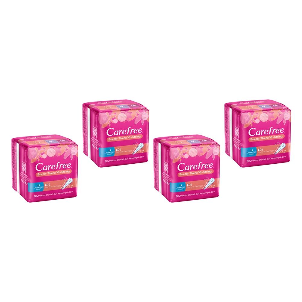 Carefree Barely There G-String Liners 24 Pack x 12 Bundle of 4