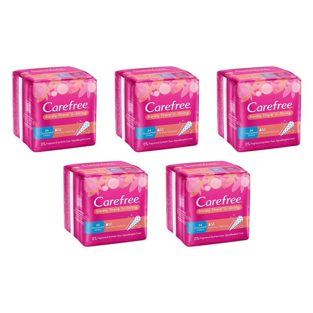Carefree Barely There G-String Liners 24 Pack x 12 Bundle of 5