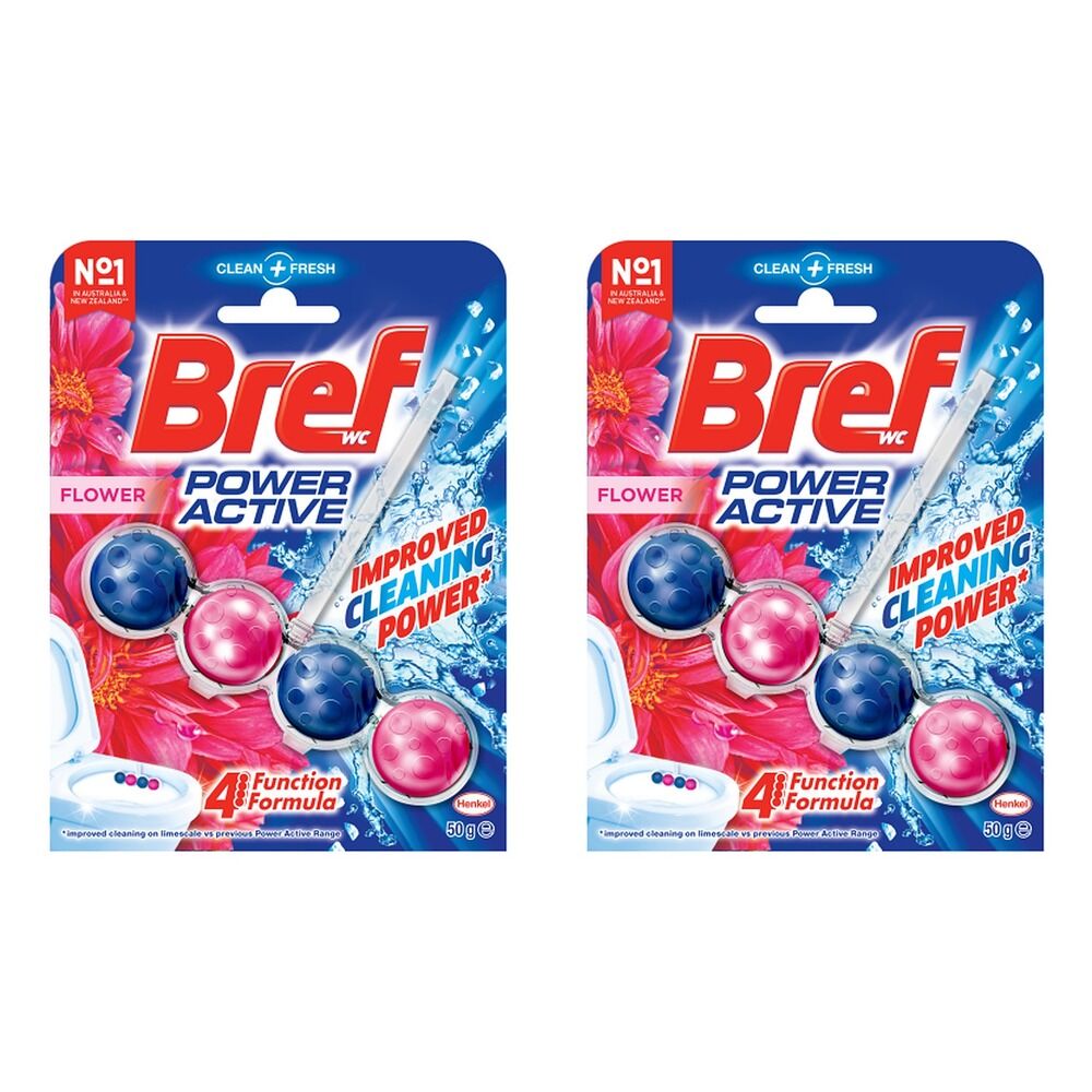 Bref Power Active Flower Blossom Rim Block Toilet Cleaner 50g x 6 Bundle of 2