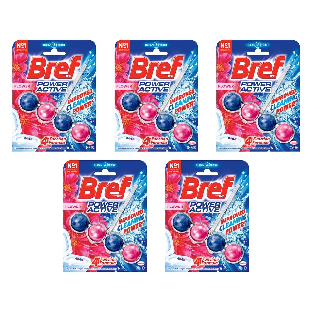 Bref Power Active Flower Blossom Rim Block Toilet Cleaner 50g x 6 Bundle of 5