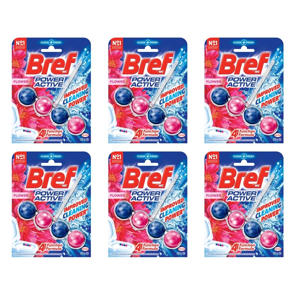 Bref Power Active Flower Blossom Rim Block Toilet Cleaner 50g x 6 Bundle of 6