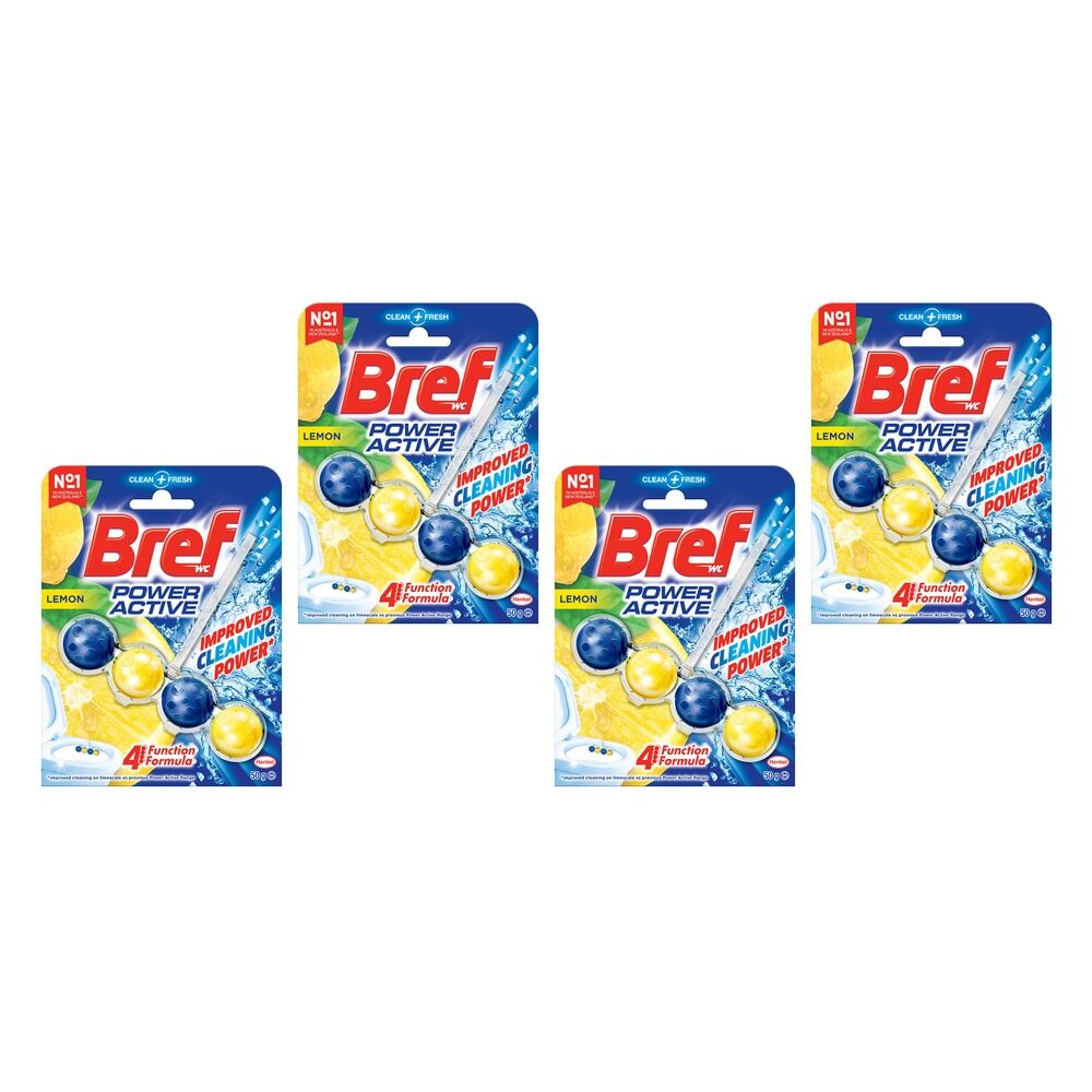 Bref Power Active Juicy Lemon Rim Block Toilet Cleaner 50g x 6 Bundle of 4