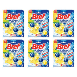 Bref Power Active Juicy Lemon Rim Block Toilet Cleaner 50g x 6 Bundle of 6