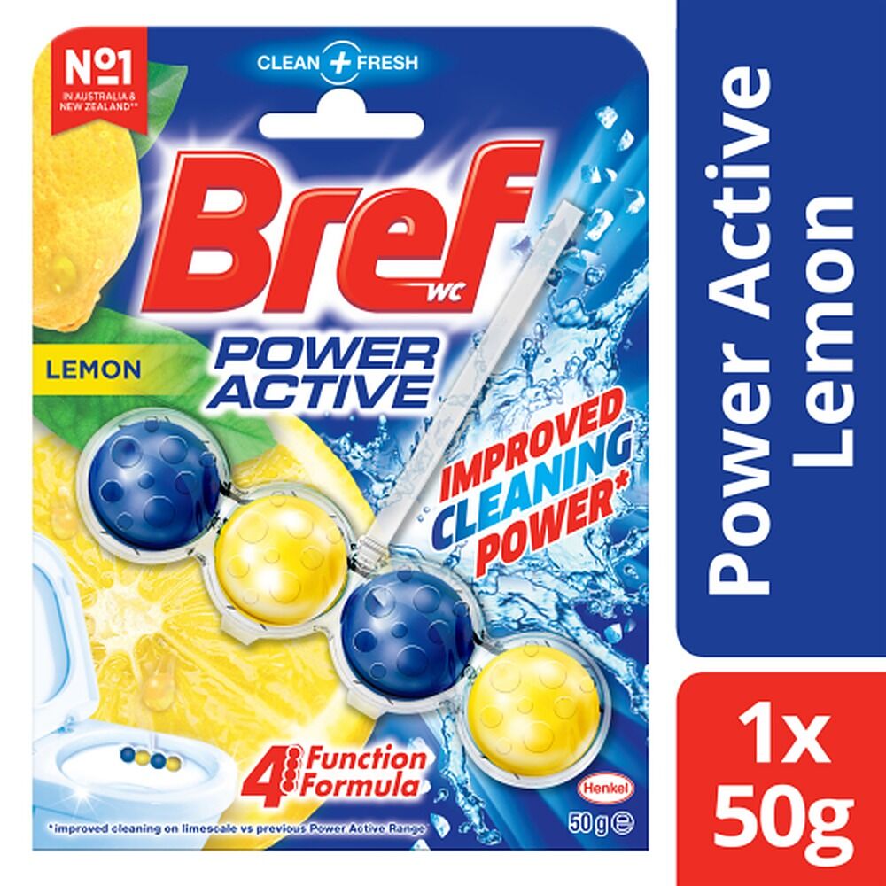 Bref Power Active Juicy Lemon Rim Block Toilet Cleaner 50g x 6