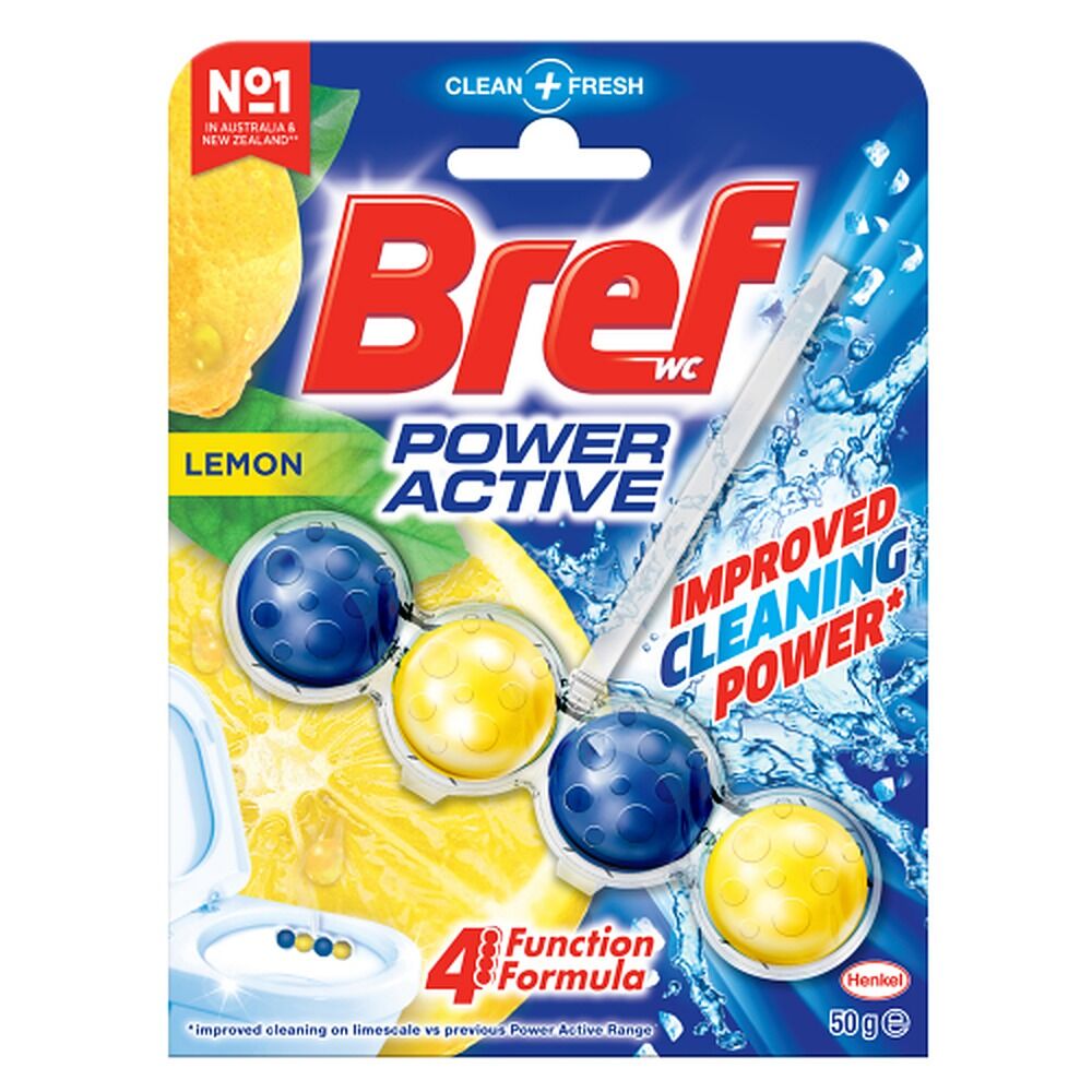 Bref Power Active Juicy Lemon Rim Block Toilet Cleaner 50g x 6