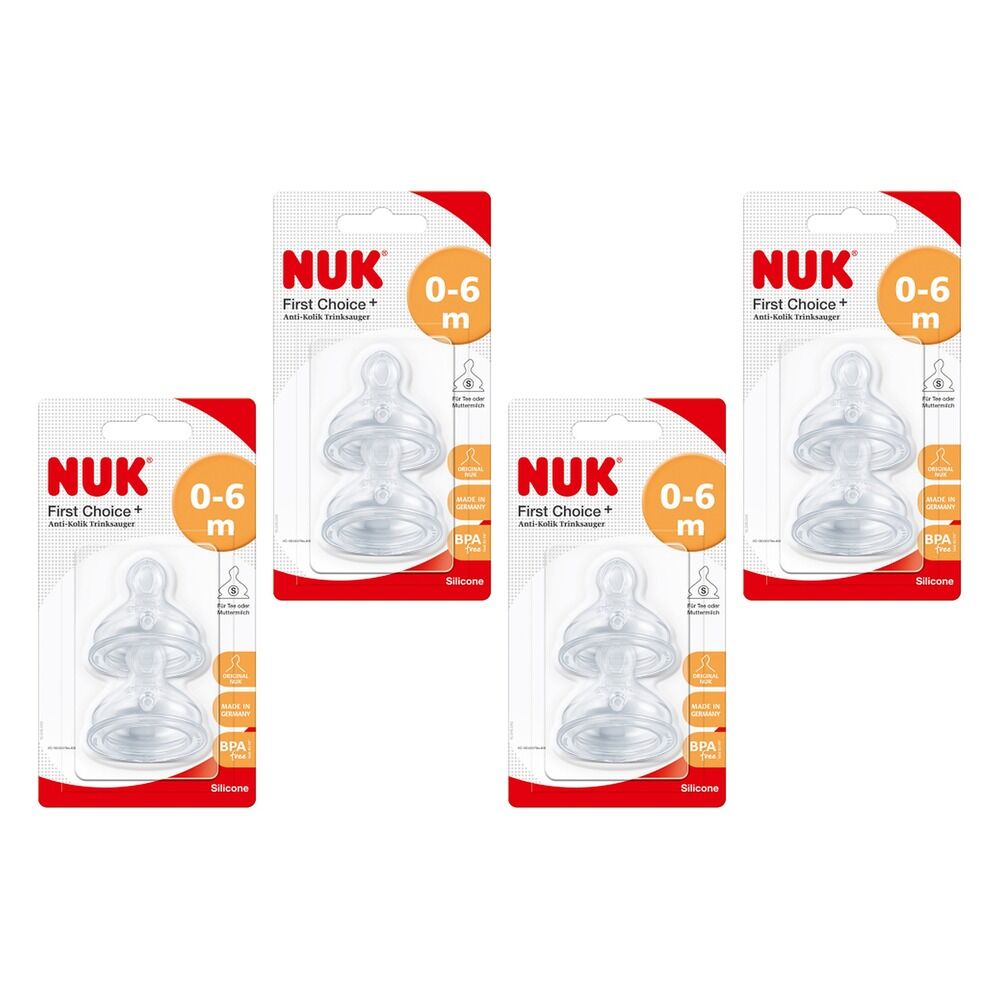 Nuk First Choice+ Teats 0-6 Months Small Feed Hole Silicone 2 Pack Bundle of 4