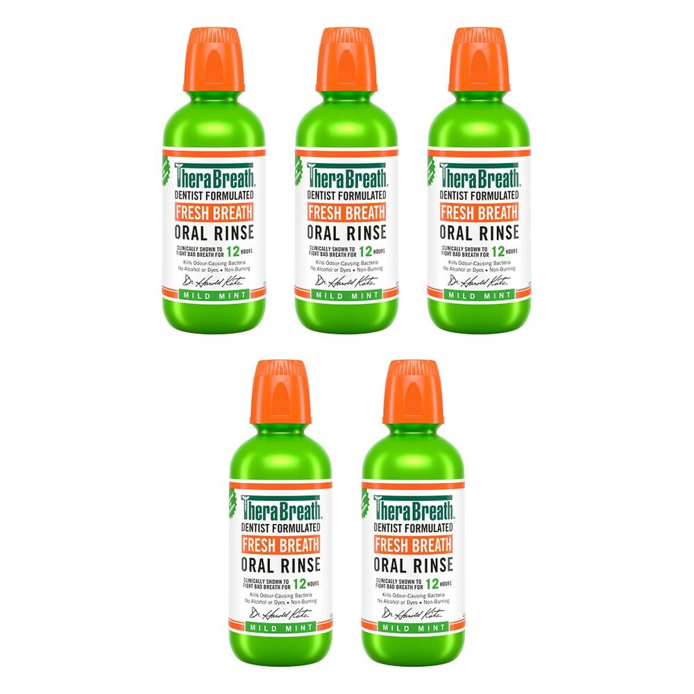 TheraBreath Mild Mint Oral Rinse 473mL Pack of 5