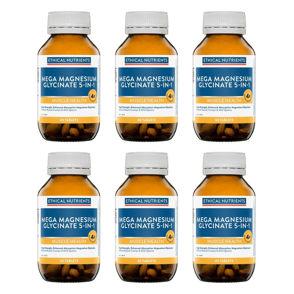 Ethical Nutrients Mega Magnesium Glycinate 5-in-1 60 Tablets Pack of 6