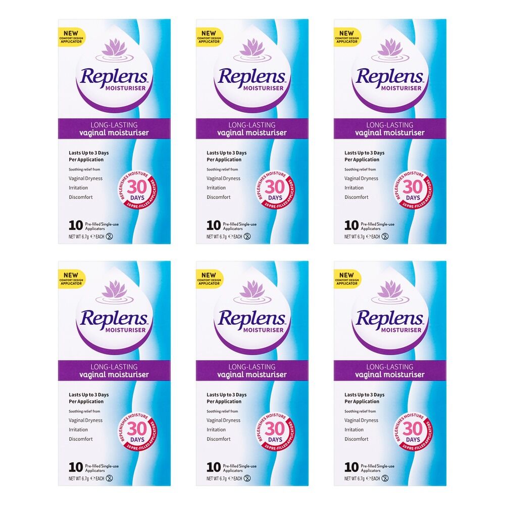 Replens Vaginal Moisturiser Pre-Filled Applicators 10 Pack Bundle of 6