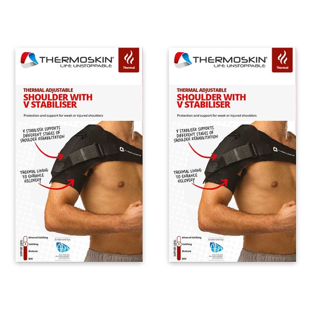 Thermoskin Adjustable Shoulder Support with V-Stabiliser Black Pack of 2