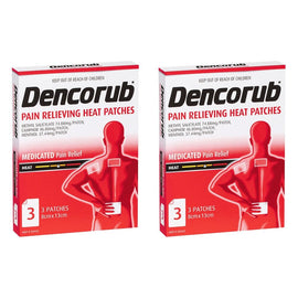 Dencorub Self Adhesive Heat Patches 3 Pack Bundle of 2