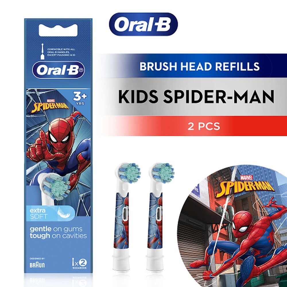 Oral-B Marvel Spiderman 3+ Years Electric Toothbrush Head Refills 2 Pack