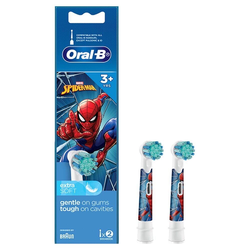 Oral-B Marvel Spiderman 3+ Years Electric Toothbrush Head Refills 2 Pack
