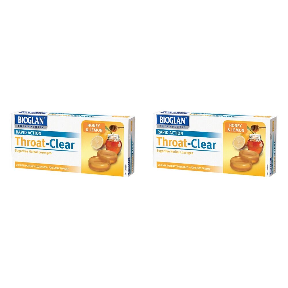 Bioglan Throat Clear Honey & Lemon Lozenges 20 Lozenges x 12 Bundle of 2