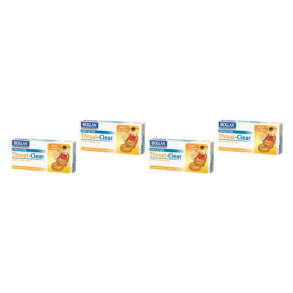 Bioglan Throat Clear Honey & Lemon Lozenges 20 Lozenges x 12 Bundle of 4