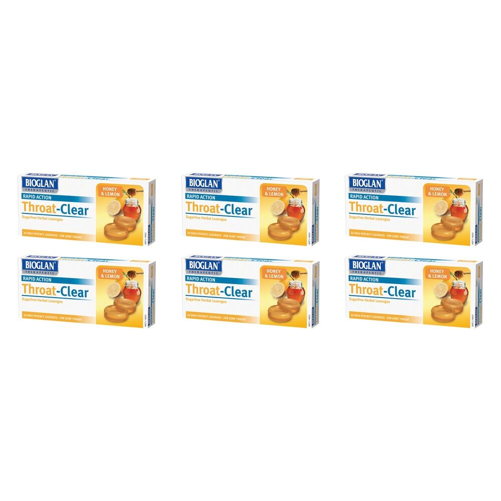 Bioglan Throat Clear Honey & Lemon Lozenges 20 Lozenges x 12 Bundle of 6