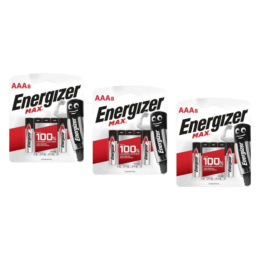 Energizer Max AAA Alkaline Batteries 8 Pack Bundle of 3