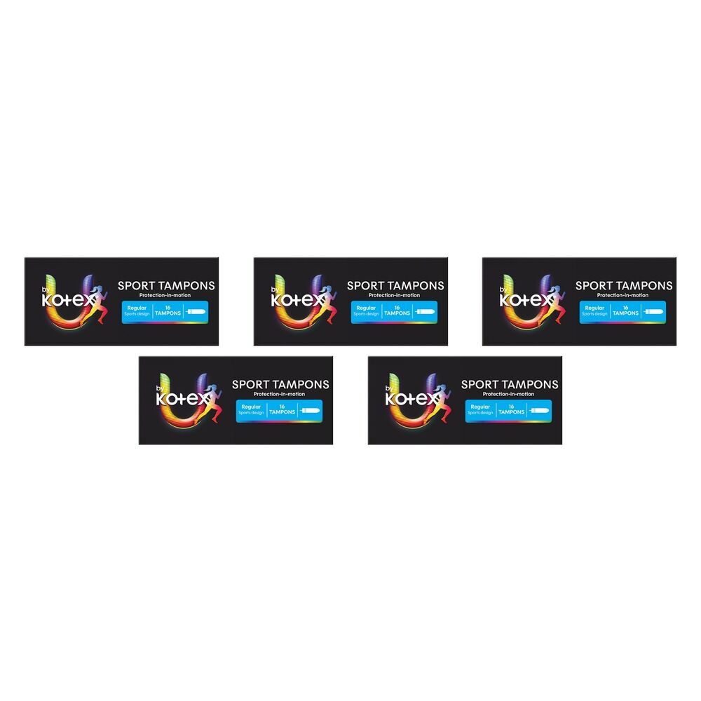 U By Kotex Sport Tampons Regular 16 Pack x 12 Bundle of 5