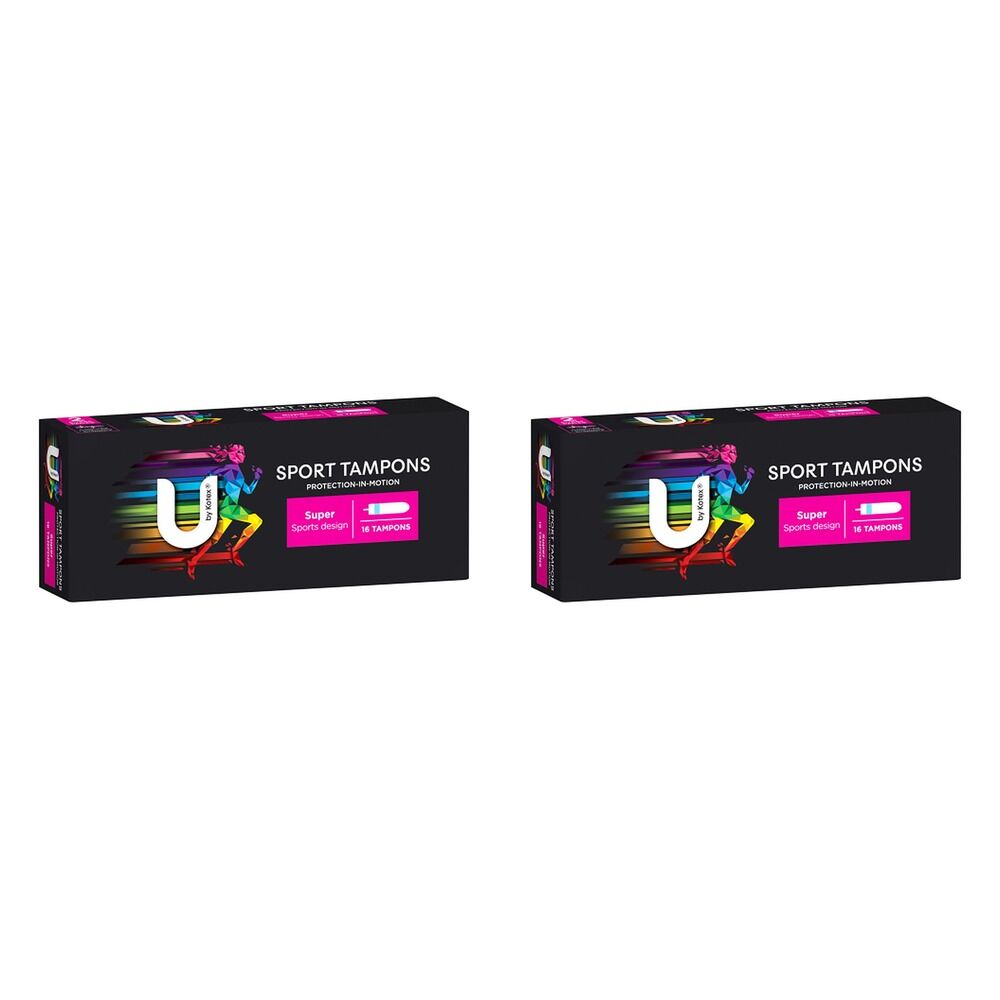 U By Kotex Sport Tampons Super 16 Pack Bundle of 2