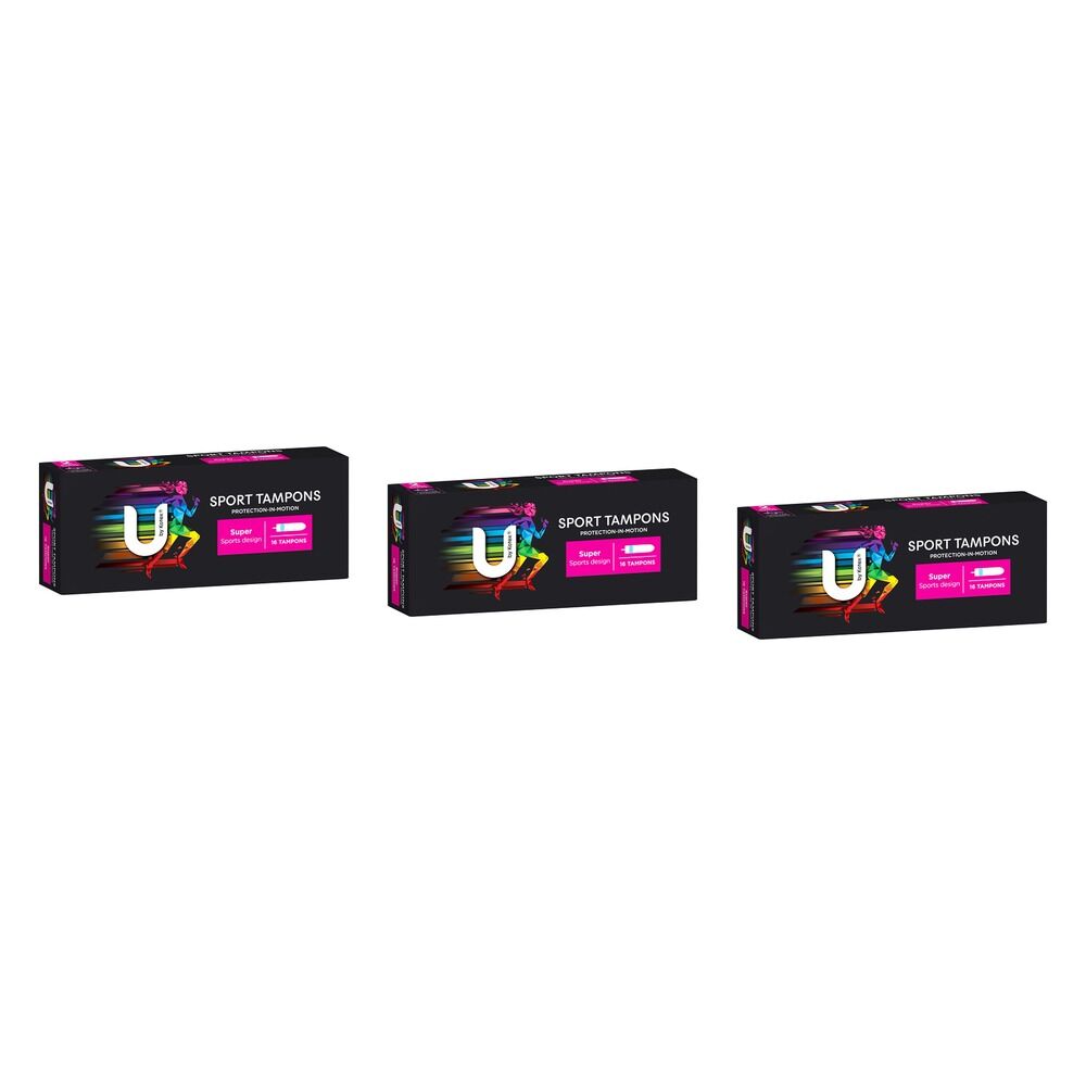 U By Kotex Sport Tampons Super 16 Pack Bundle of 3