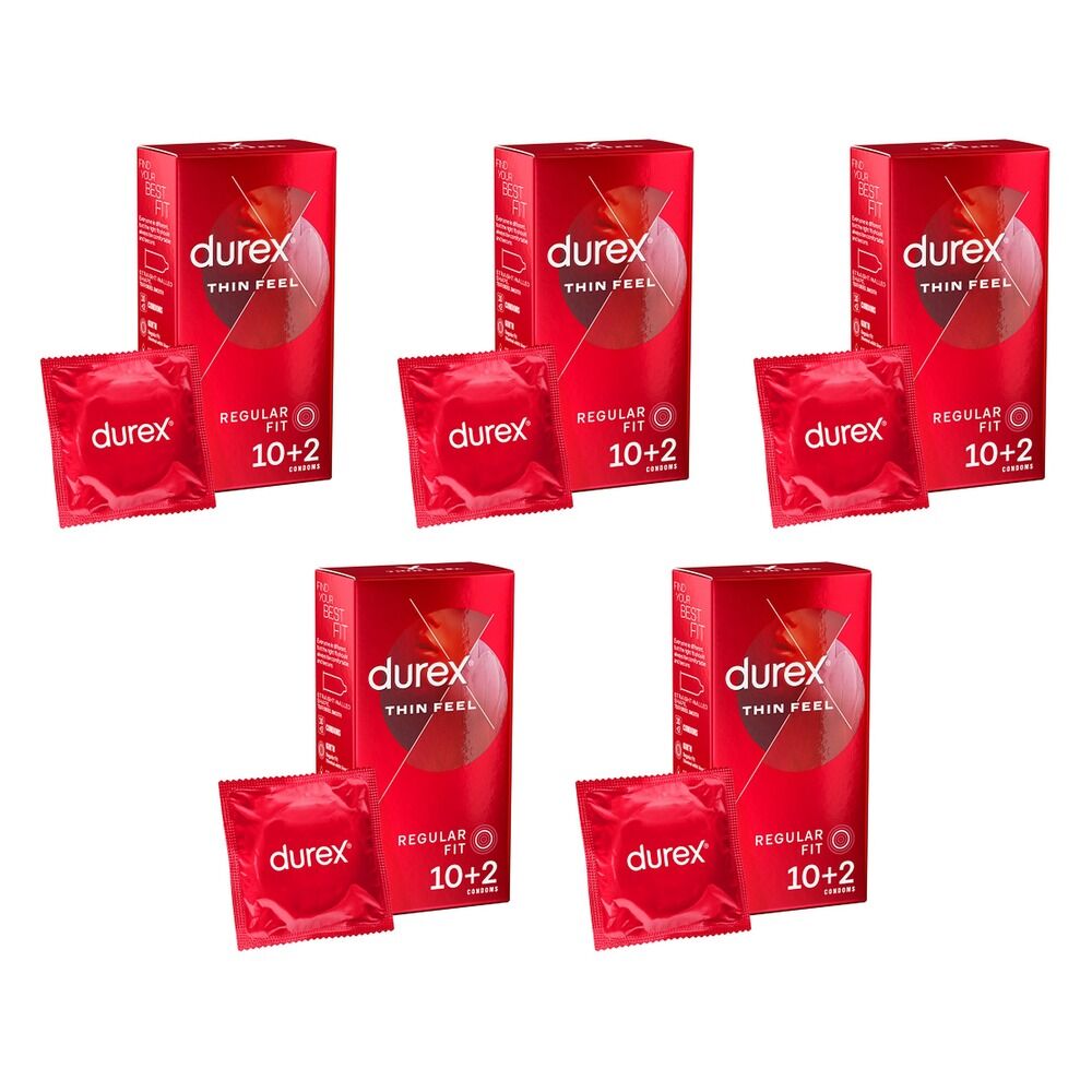 Durex Thin Feel Condoms 10 Pack Bundle of 5