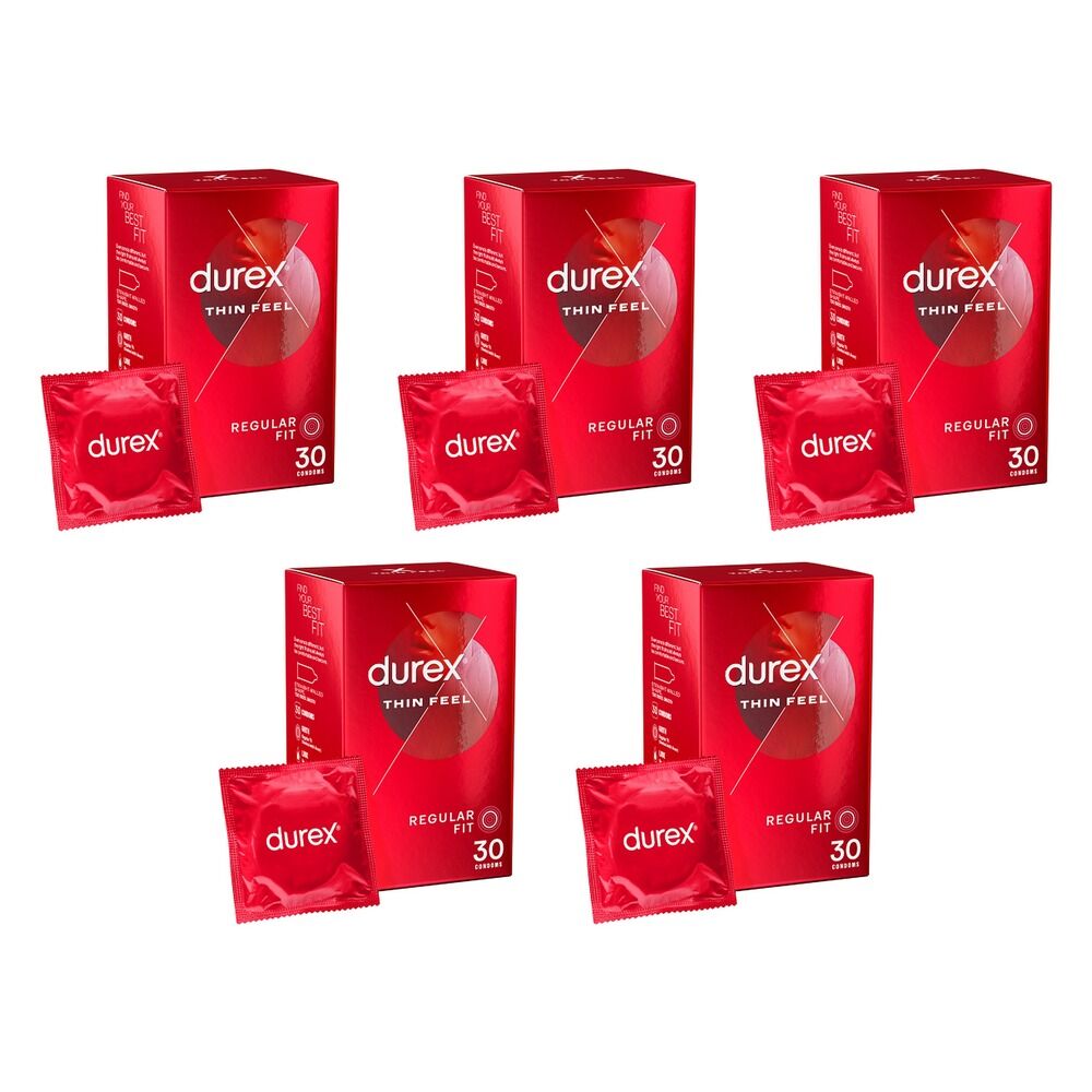 Durex Thin Feel Condoms 30 Pack Bundle of 5