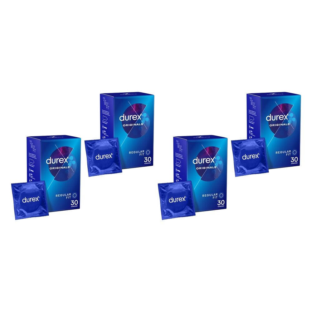Durex Regular Condoms 30 Pack Bundle of 4
