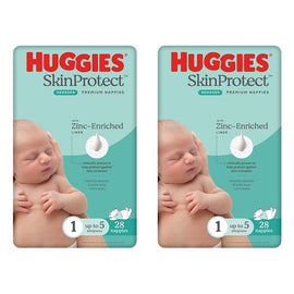 Huggies Skin Protect Newborn Nappies, 28 Nappies x 4 Bundle of 2