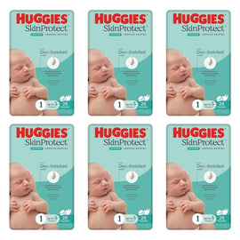 Huggies Skin Protect Newborn Nappies, 28 Nappies x 4 Bundle of 6