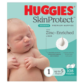 Huggies Newborn Nappies for Boys & Girls Size 1 108 Pack