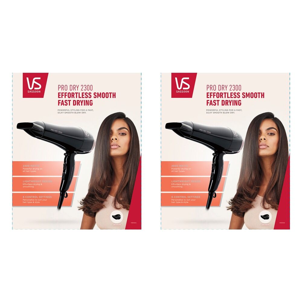 VS Sassoon Pro Dry 2300W Hair Dryer Pack of 2