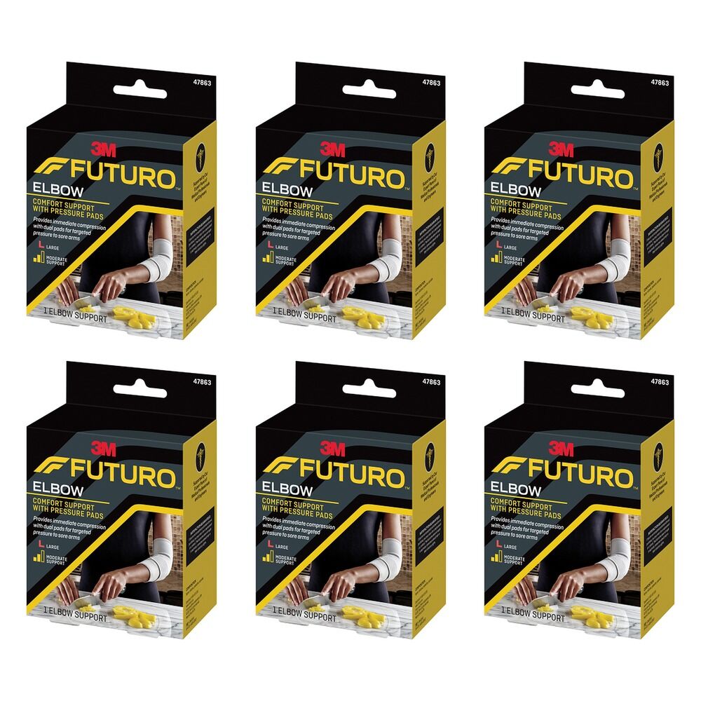 Futuro Comfort Elbow Support with Pressure Pads Large Pack of 6