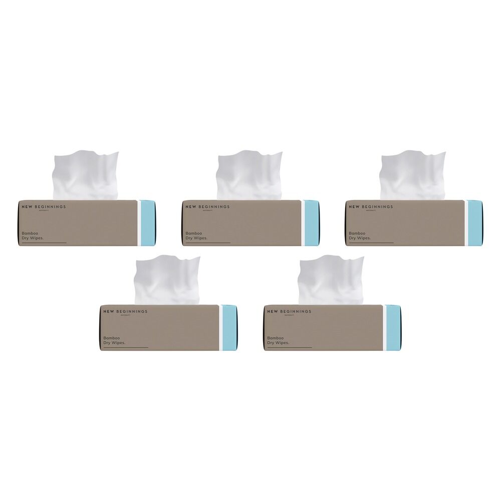 New Beginnings Bamboo Dry Wipes 100 Pack Bundle of 5