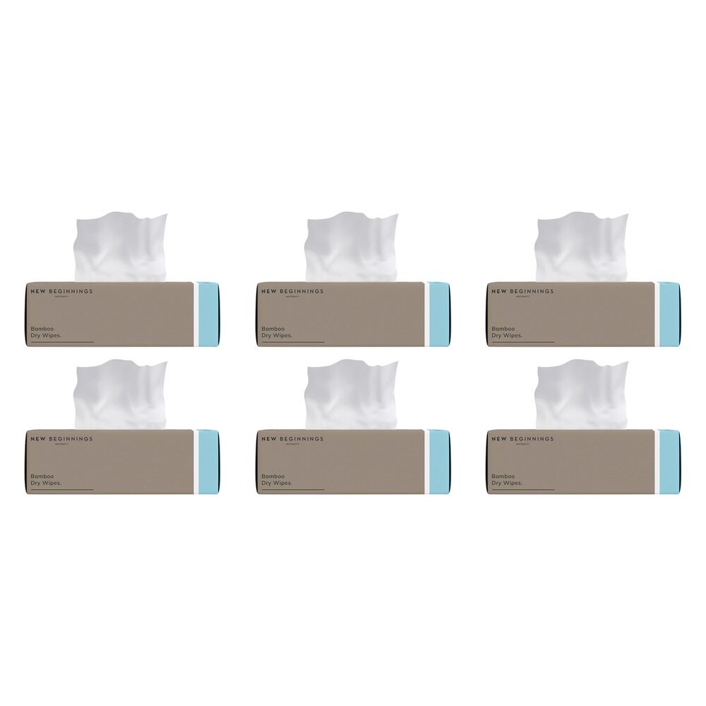New Beginnings Bamboo Dry Wipes 100 Pack Bundle of 6