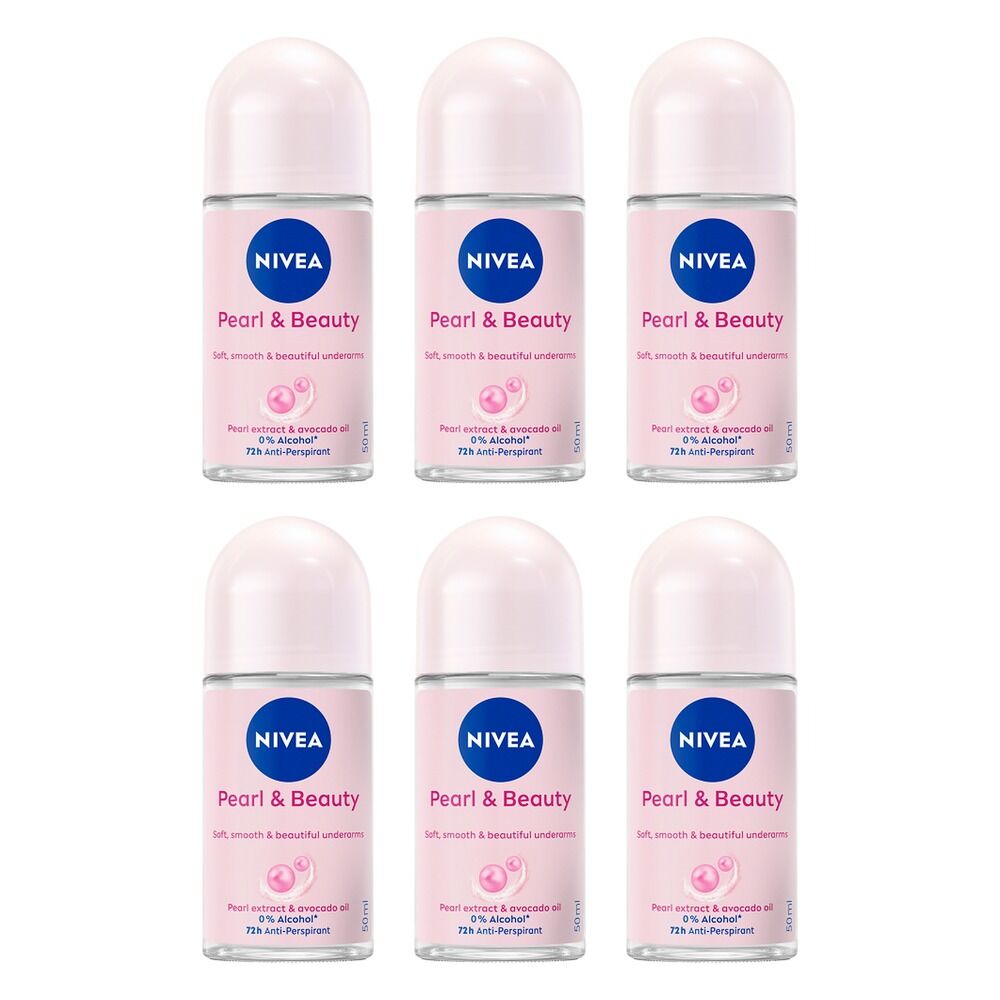 NIVEA Pearl & Beauty 72H Anti-Perspirant 50mL Pack of 6