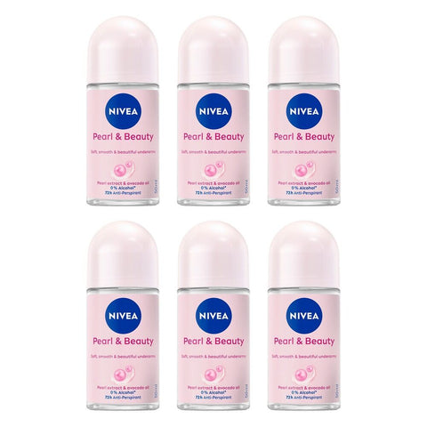 NIVEA Pearl & Beauty 72H Anti-Perspirant 50mL Pack of 6