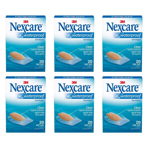 Nexcare Waterproof Strips Medium 20 Pack Bundle of 6